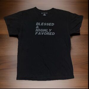 Reborn Kings “ BLESSED AND HIGHLY FAVORED.” Black Cotton Tee Tagless